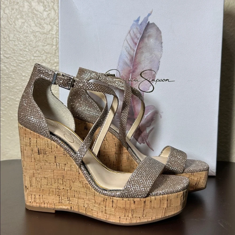 NEW Jessica Simpson Wedge Sandals – Glitter – Size 5.5 – New